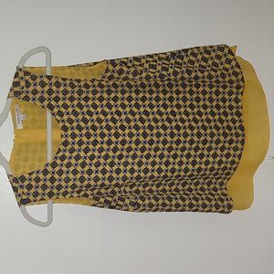 Yellow and Blue Geometric Blouse Size Medium
